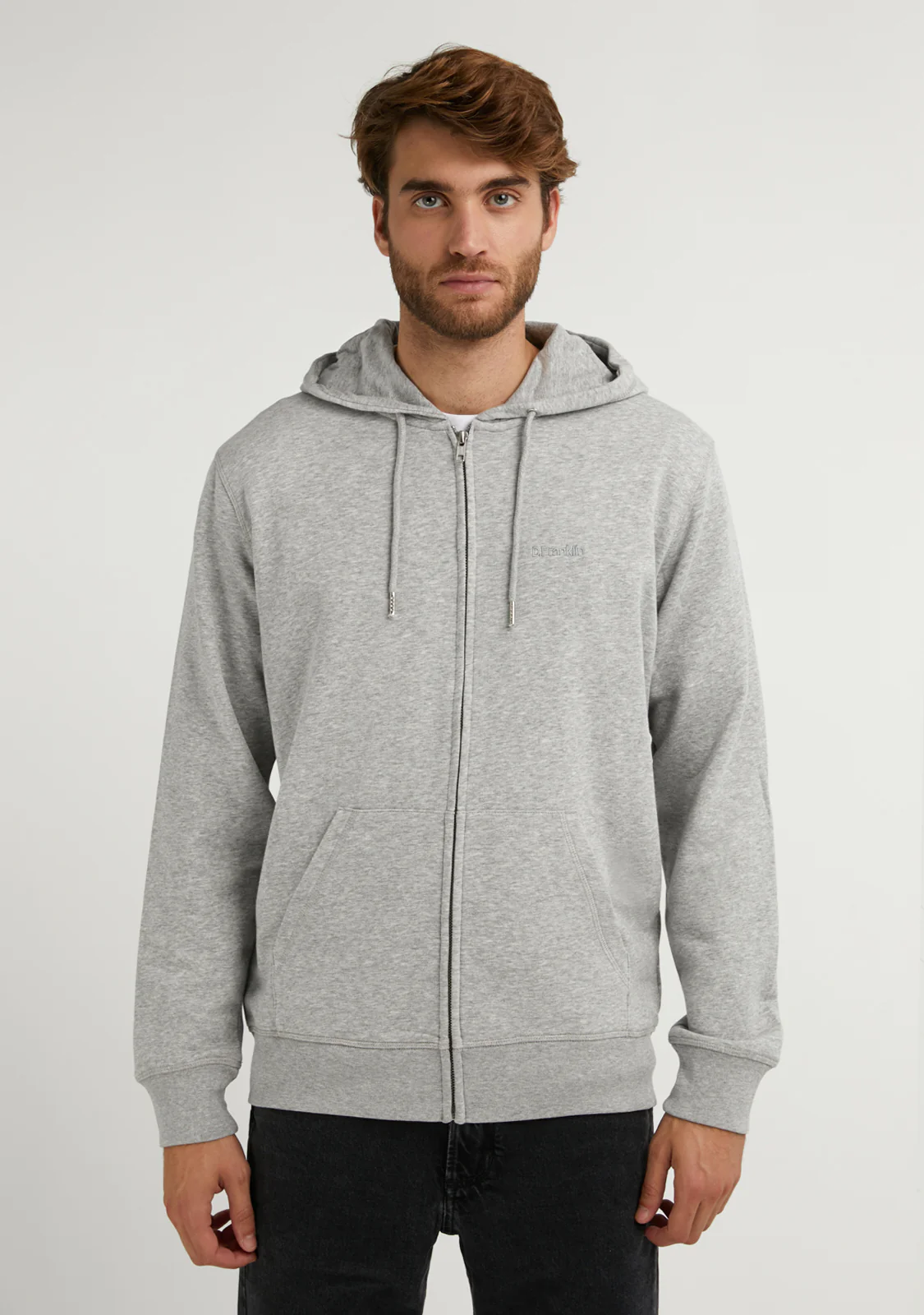 Embroidery  Logo Zip Hoodie Grey - Image 6
