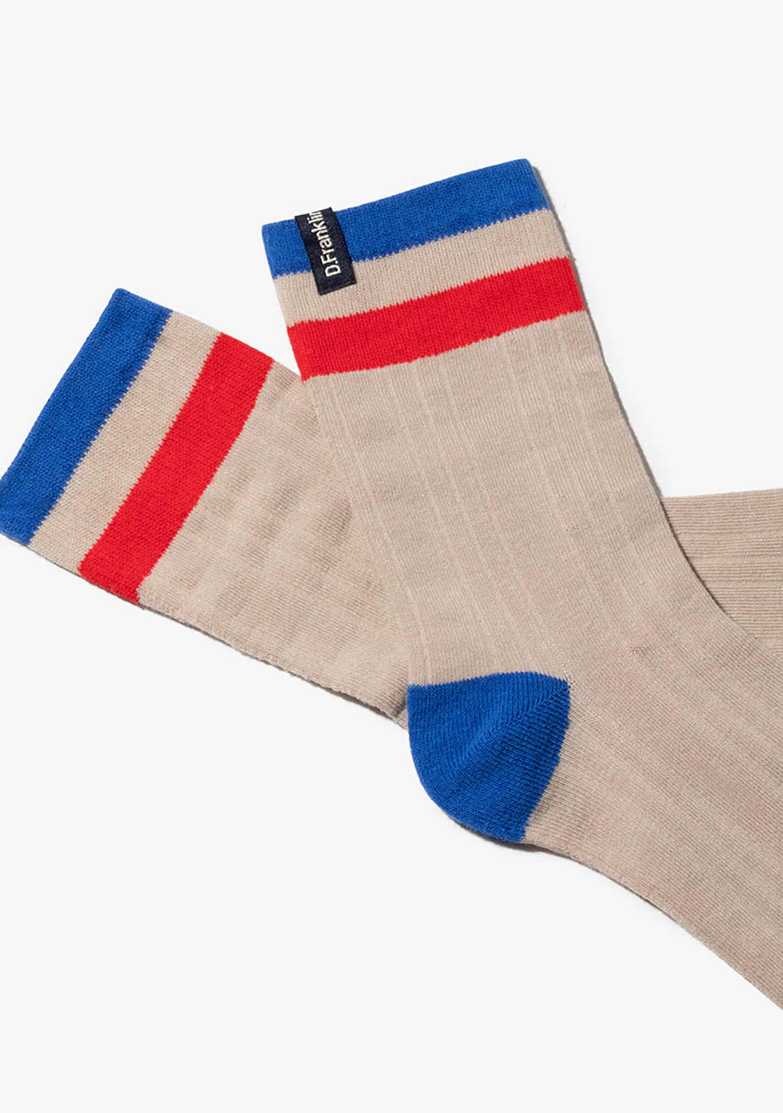 Retro 3 Stripes Cuff Socks 2 Pack Sand-White - Image 2
